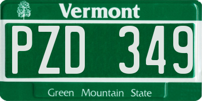 VT license plate PZD349