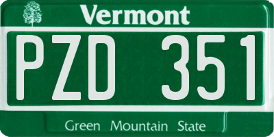 VT license plate PZD351