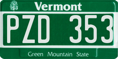VT license plate PZD353