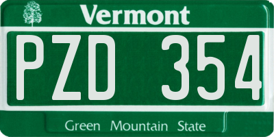 VT license plate PZD354