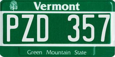 VT license plate PZD357