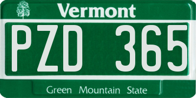 VT license plate PZD365