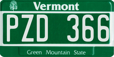 VT license plate PZD366