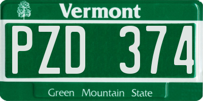 VT license plate PZD374