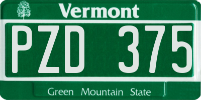 VT license plate PZD375