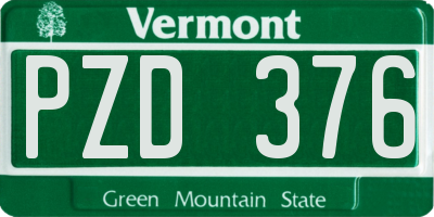 VT license plate PZD376