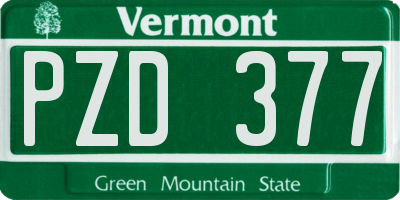 VT license plate PZD377