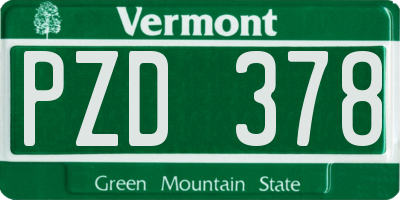 VT license plate PZD378