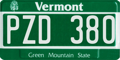 VT license plate PZD380