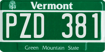 VT license plate PZD381