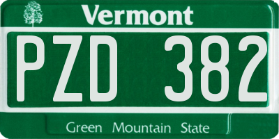 VT license plate PZD382