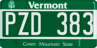 VT license plate PZD383