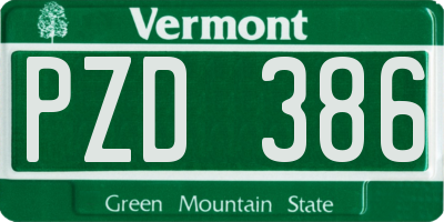 VT license plate PZD386