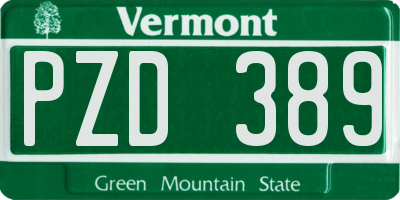 VT license plate PZD389