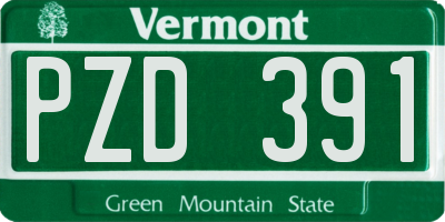 VT license plate PZD391
