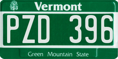 VT license plate PZD396