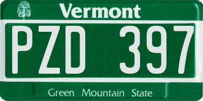 VT license plate PZD397