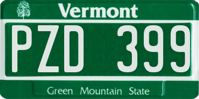 VT license plate PZD399