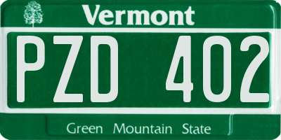 VT license plate PZD402