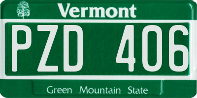 VT license plate PZD406