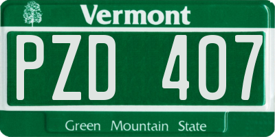 VT license plate PZD407