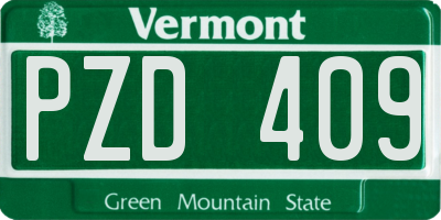 VT license plate PZD409
