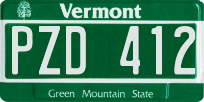 VT license plate PZD412