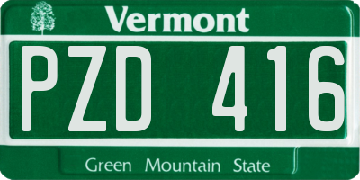VT license plate PZD416