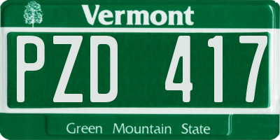 VT license plate PZD417