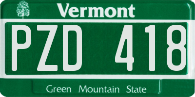 VT license plate PZD418