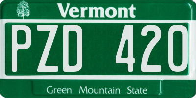 VT license plate PZD420