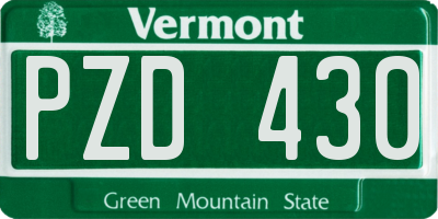VT license plate PZD430