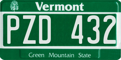 VT license plate PZD432