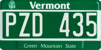 VT license plate PZD435
