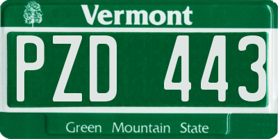 VT license plate PZD443