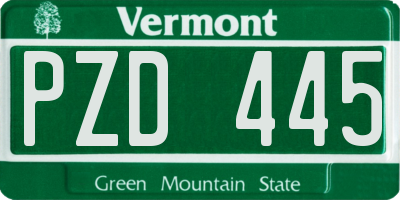 VT license plate PZD445