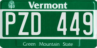 VT license plate PZD449