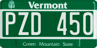 VT license plate PZD450