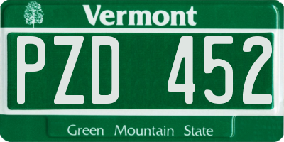 VT license plate PZD452