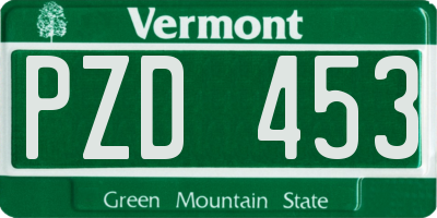 VT license plate PZD453