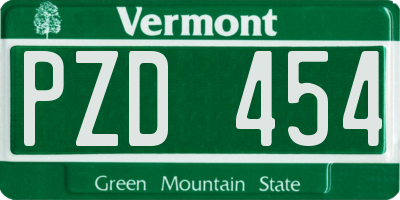 VT license plate PZD454