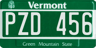 VT license plate PZD456