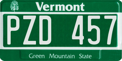 VT license plate PZD457