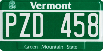 VT license plate PZD458