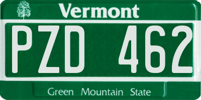 VT license plate PZD462