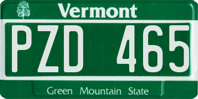 VT license plate PZD465