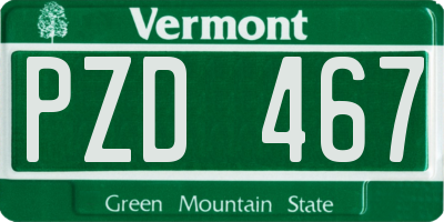 VT license plate PZD467