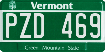 VT license plate PZD469