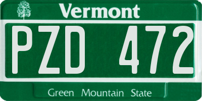 VT license plate PZD472
