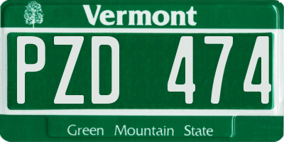 VT license plate PZD474